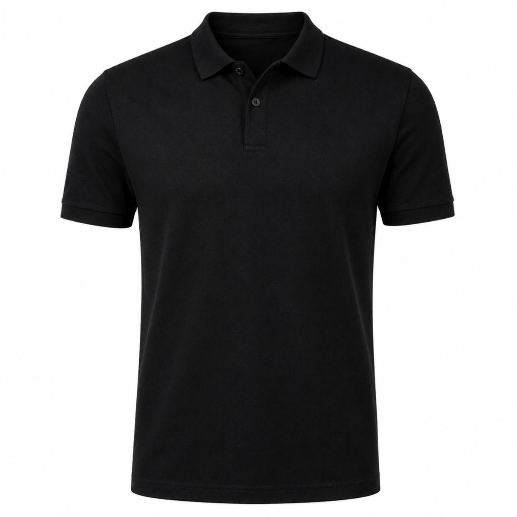 Black Piqué Cotton Polo Shirt | Jhil Sttean