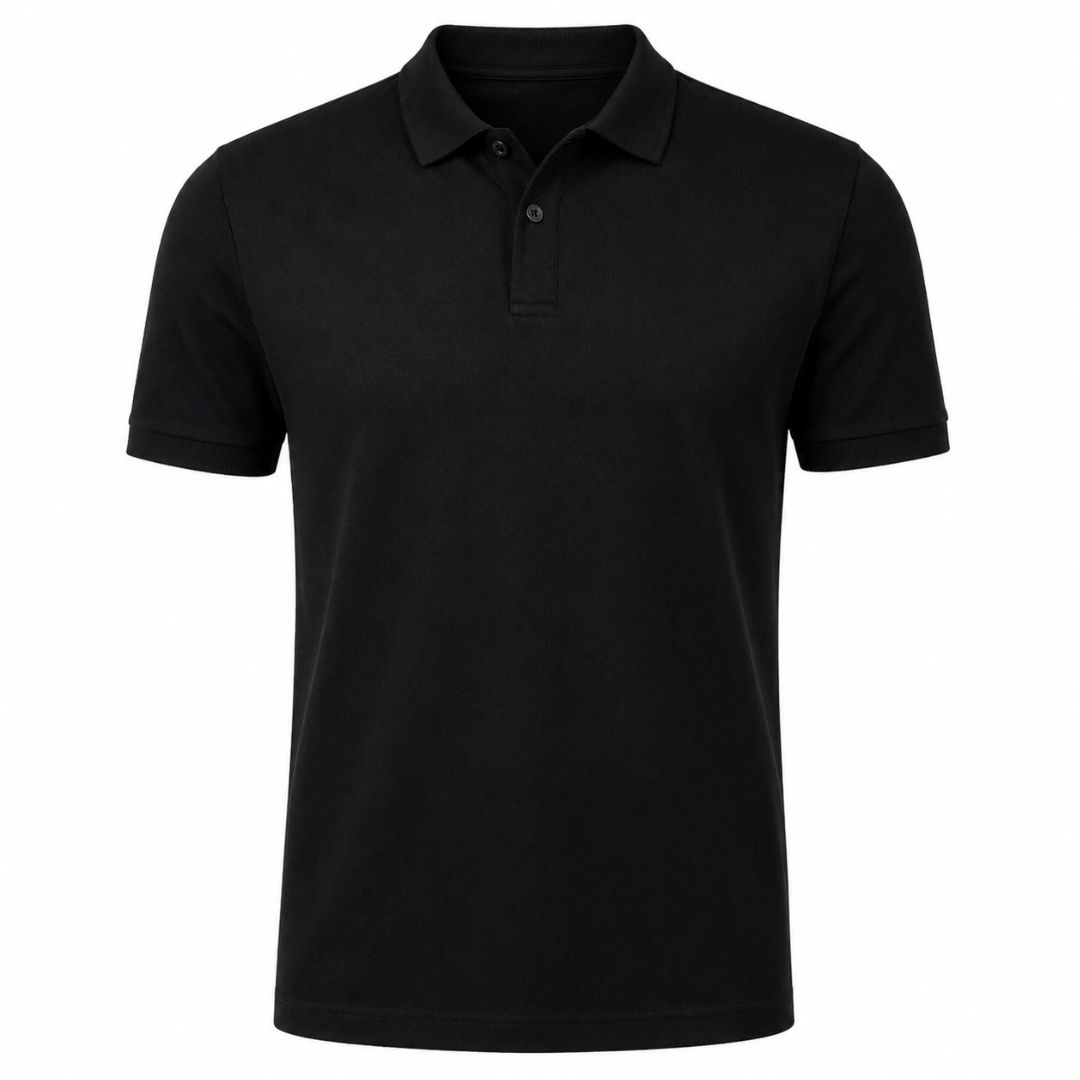 Black Piqué Cotton Polo Shirt | Jhil Sttean