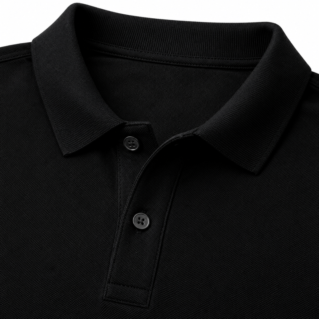 Black Piqué Cotton Polo Shirt | Jhil Sttean