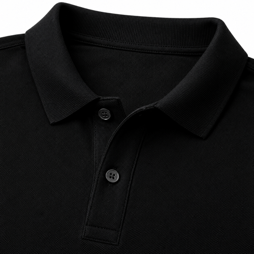 Black Piqué Cotton Polo Shirt | Jhil Sttean