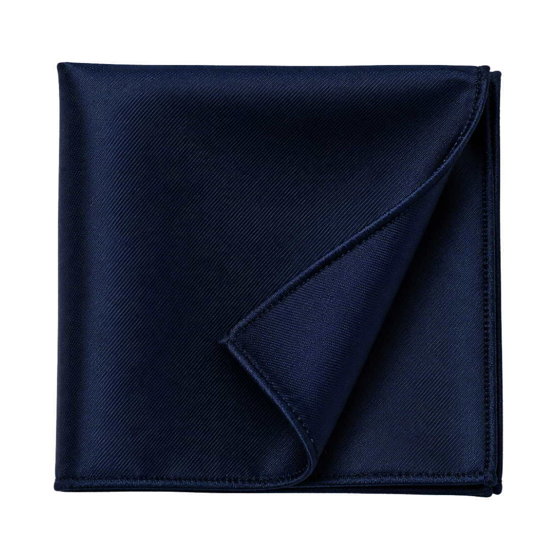 Premium Silk Pocket Square – Navy | Jhil Sttean