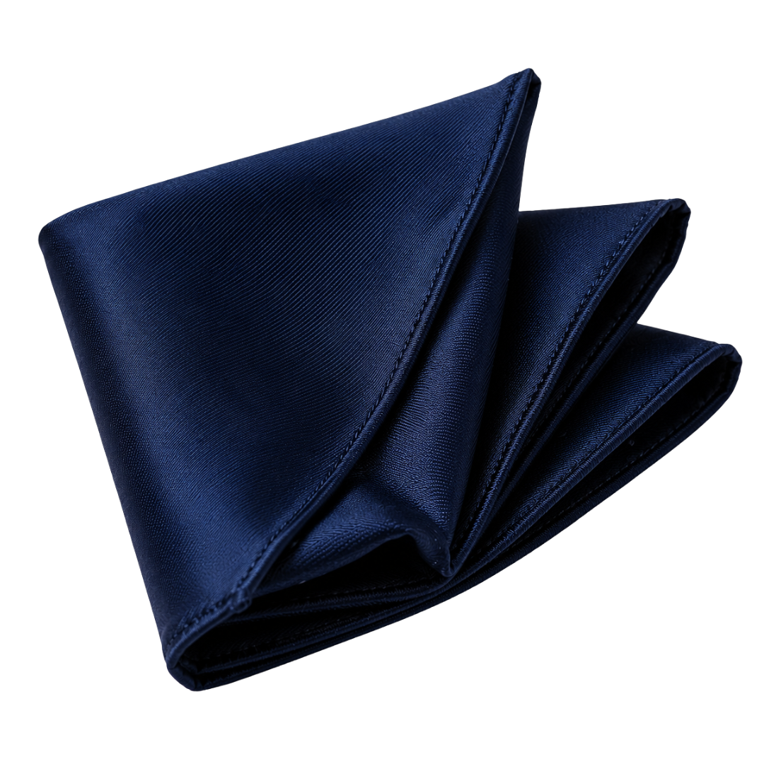 Premium Silk Pocket Square – Navy | Jhil Sttean