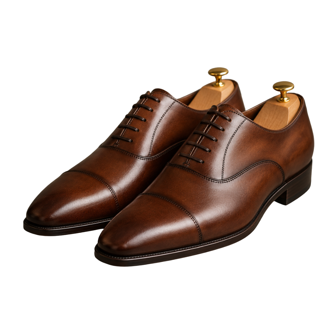 Premium Brown Leather Oxford Shoes | Jhil Sttean