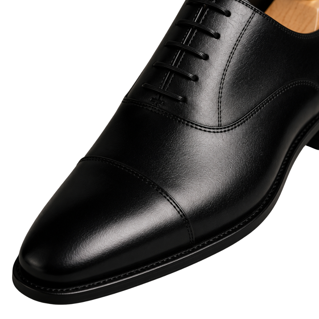 Premium Black Leather Oxford Shoes | Jhil Sttean