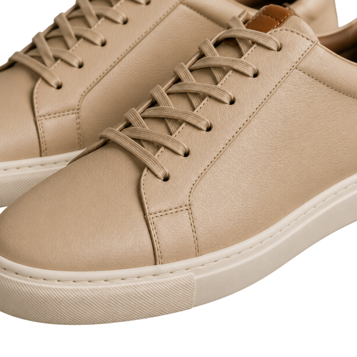 Premium Beige Leather Casual Trainers | Jhil Sttean