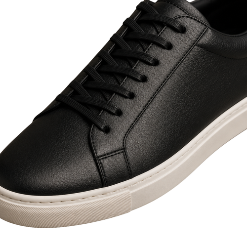 Premium Black Leather Casual Trainers | Jhil Sttean