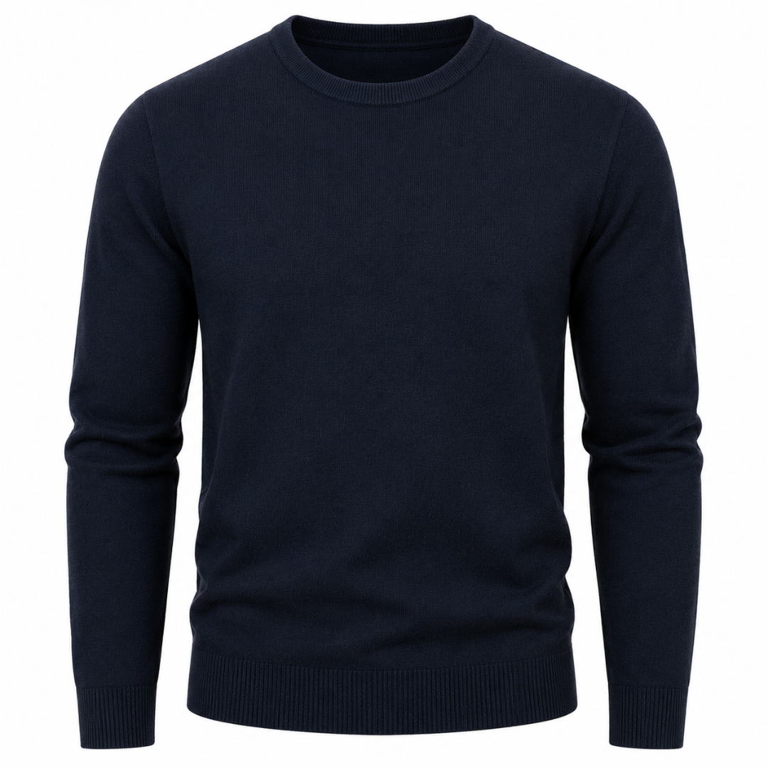 Premium Merino Crew Neck Sweater – Navy | Jhil Sttean