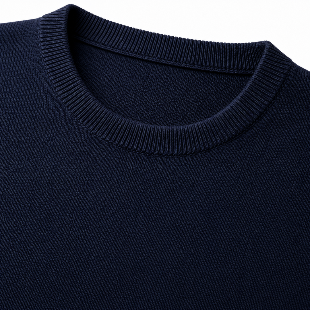 Premium Merino Crew Neck Sweater – Navy | Jhil Sttean